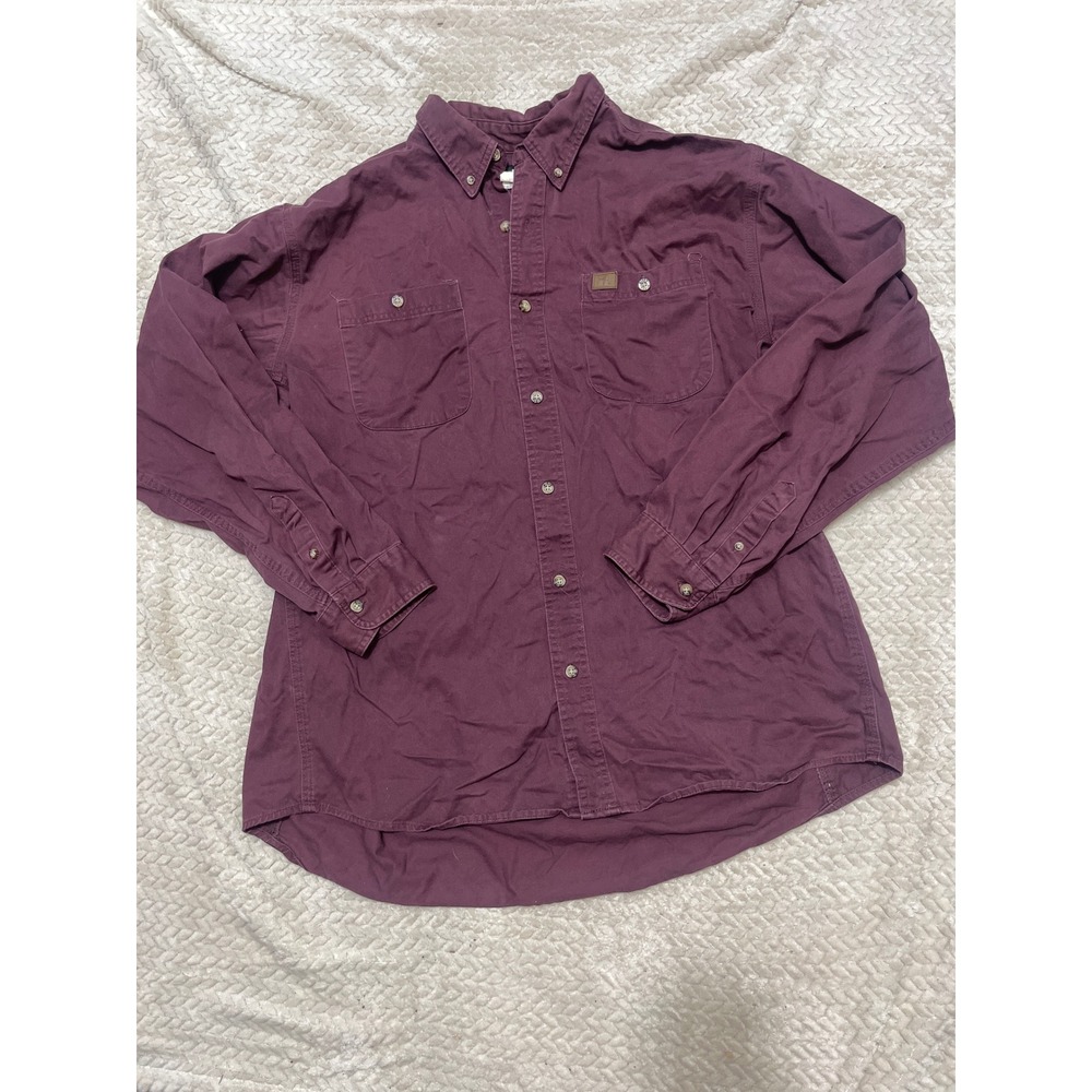 Wrangler RIGGS Workwear Mens XXL Burgundy Cotton Twill Button Down 103W501BG